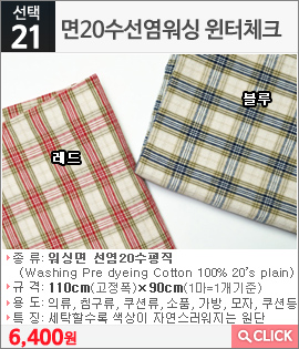 면20수선염워싱 윈터체크 블루