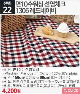 면10수워싱 선염체크1306 레드네이비