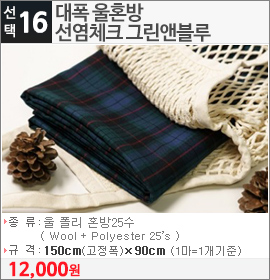 대폭 울혼방 선염체크 그린앤블루